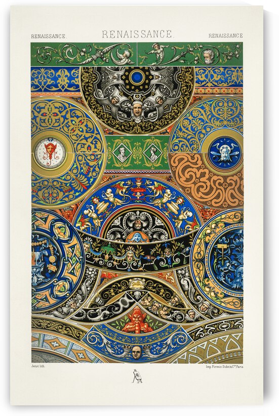 Renaissance pattern. 1888 edition Lornement Polychrome by Albert Racine 1825–1893. by IStockHistory com