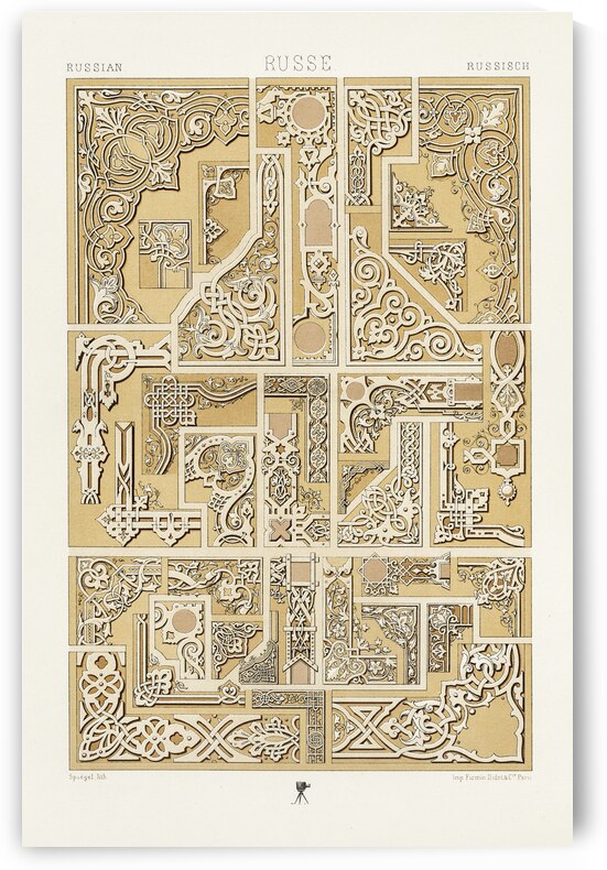 Russian pattern. 1888 edition Lornement Polychrome by Albert Racine 1825–1893. by IStockHistory com