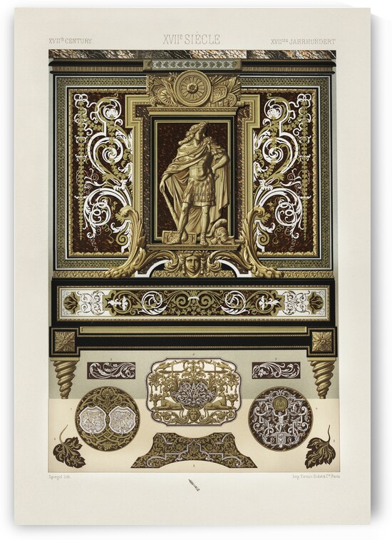 17th Century pattern. 1888 edition Lornement Polychrome by Albert Racine 1825–1893. by IStockHistory com