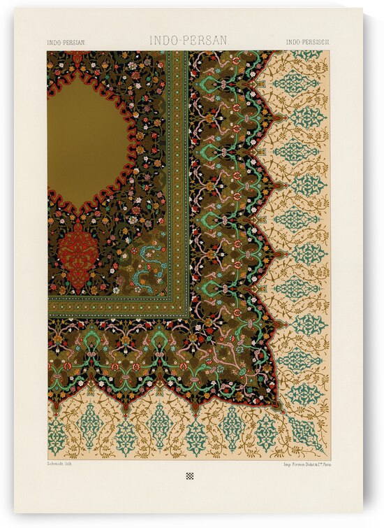 Indo-Persian pattern. 1888 edition Lornement Polychrome by Albert Racine 1825–1893. by IStockHistory com