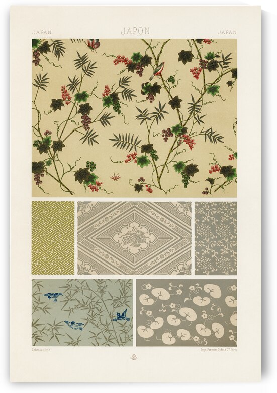 Japan pattern Lornement Polychrome 1888 by Albert Racinet 1825-1893. 1888 edition. by IStockHistory com