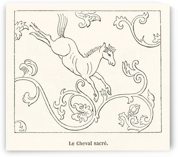 Sacred horse illustration. 1888 edition Lornement Polychrome by Albert Racine 1825–1893. by IStockHistory com