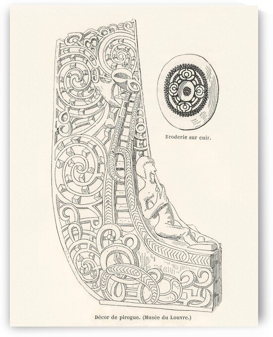 Canoe decorative element. 1888 edition Lornement Polychrome by Albert Racine 1825–1893. by IStockHistory com