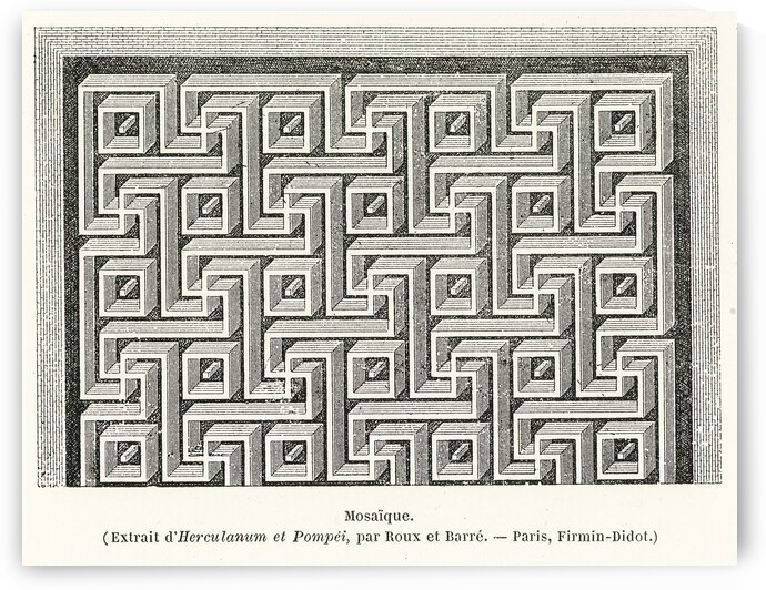 Mosaic pattern. 1888 edition Lornement Polychrome by Albert Racine 1825–1893. by IStockHistory com