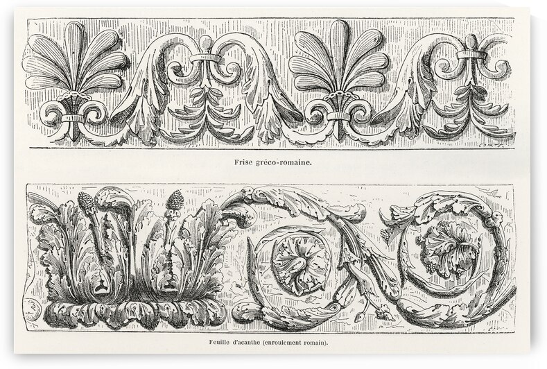 Greek-Roman motifs.  1888 edition Lornement Polychrome by Albert Racine 1825–1893. by IStockHistory com