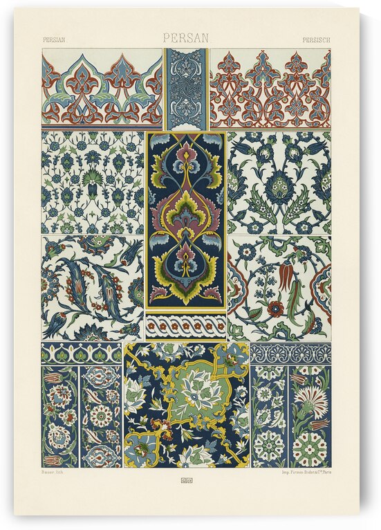 18th Century pattern. 1888 edition Lornement Polychrome by Albert Racine 1825–1893. by IStockHistory com