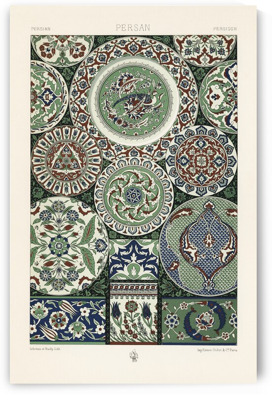 18th Century pattern Lornement Polychrome 1888 by Albert Racinet 1825-1893. 1888 edition. by IStockHistory com
