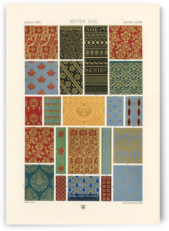 Middle-Ages pattern.  1888 edition Lornement Polychrome by Albert Racine 1825–1893. by IStockHistory com