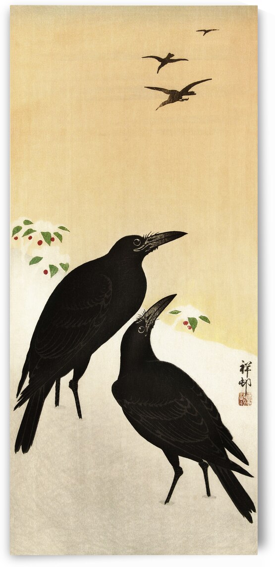 Crows in snow 1900 - 1936 by Ohara Koson 1877-1945. by IStockHistory com