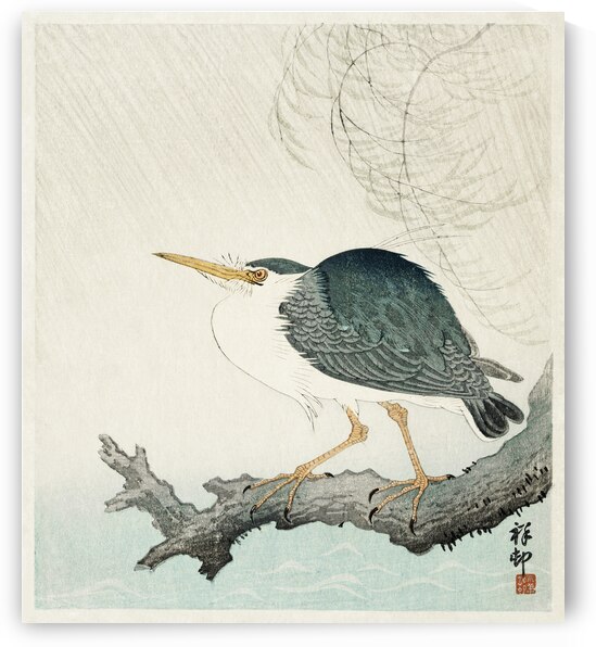 Quack on tree stump 1900 - 1936 by Ohara Koson 1877-1945. by IStockHistory com