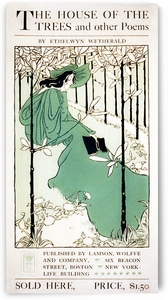 The House of the Trees ca.1895 vintage poster of a woman seated on lawn by Ethel Reed. by IStockHistory com