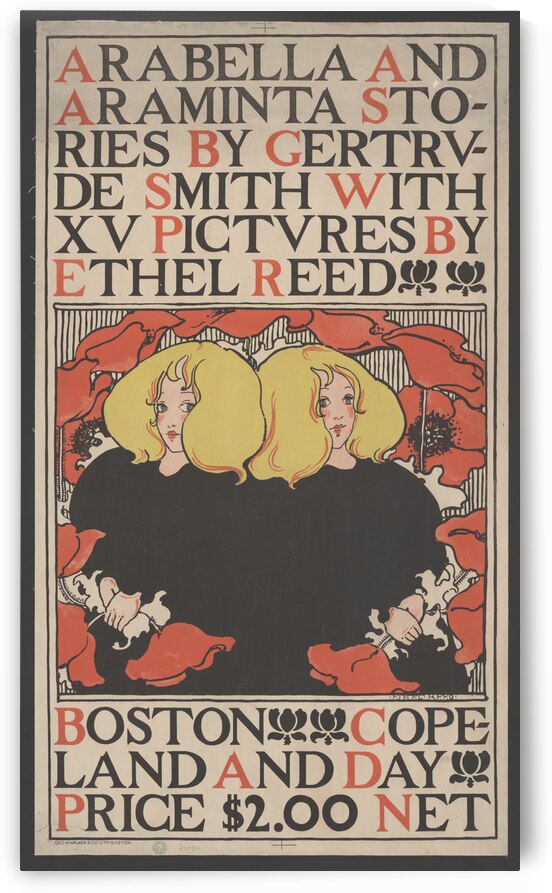 Twin blonde girls 1895 print by Ethel Reed. by IStockHistory com