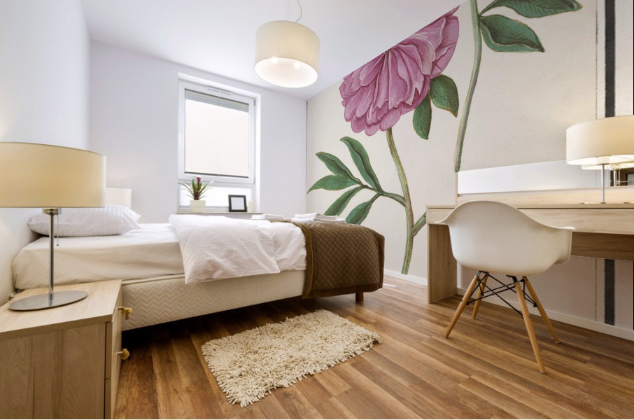 Peony in vintage style Mural print