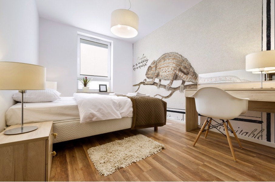 Chameleon in vintage style Mural print