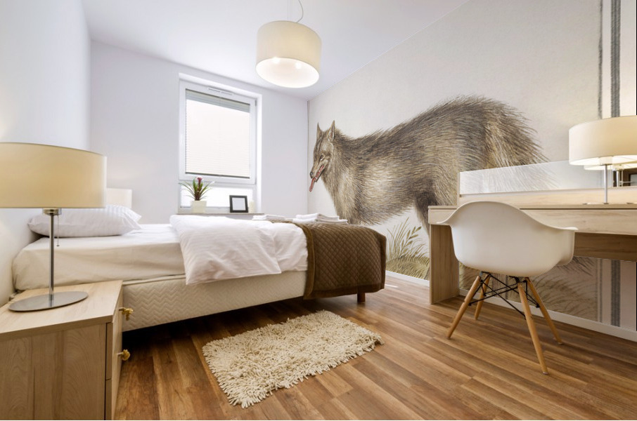 Wolf in vintage style Mural print