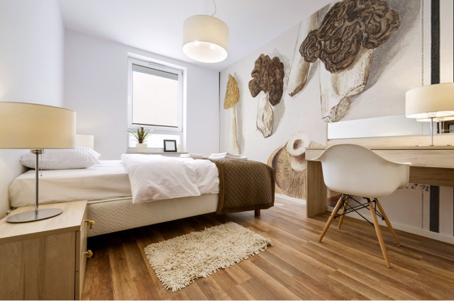 Mushrooms in vintage style Mural print