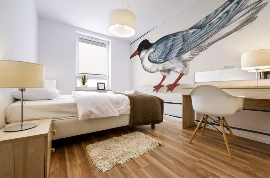 Tern in vintage style Mural print