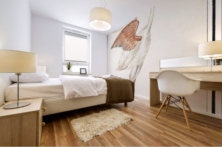 Flamingo in vintage style Mural print