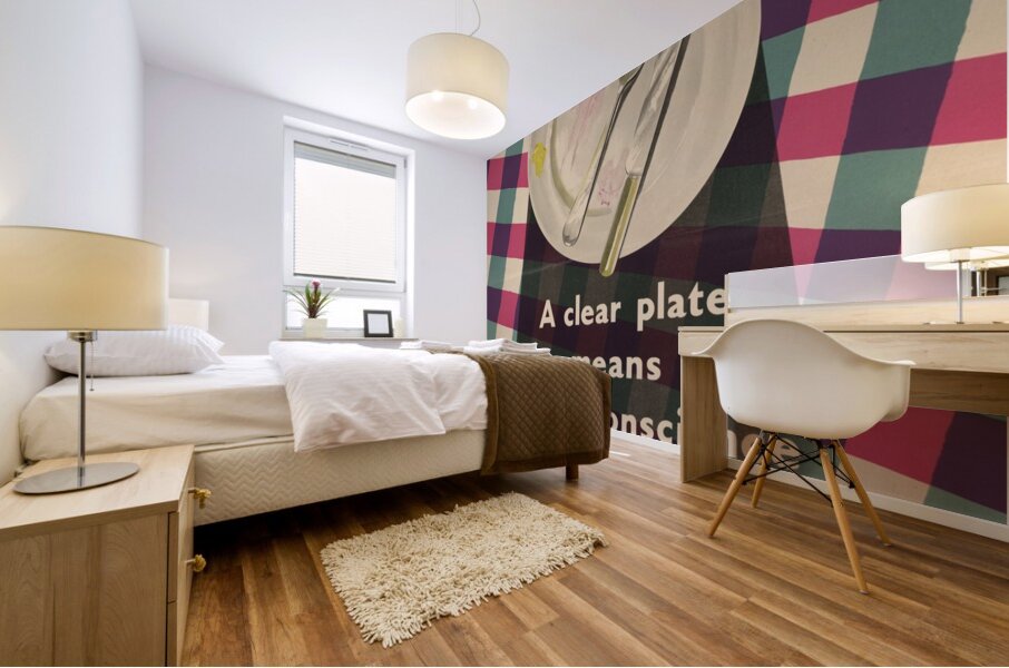 A Clear Plate Means a Clear Conscience – Don’t Take More Than You Can Eat Mural print