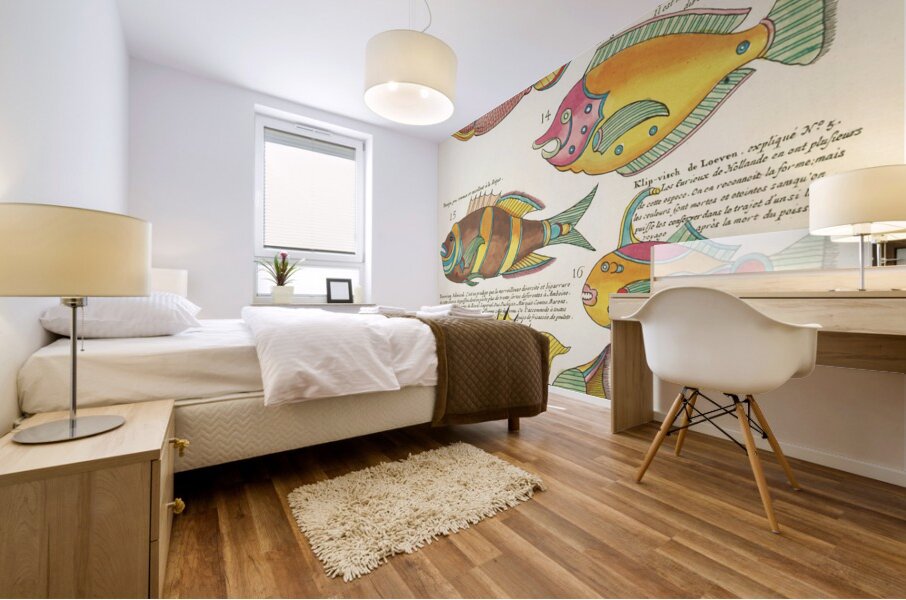 Colourful and surreal illustrations of fishes found in Moluccas Indonesia and the East Indies by Louis Renard 1678 -1746 from Histoire naturelle des plus rares curiositez de la mer des Indes 1754. Mural print