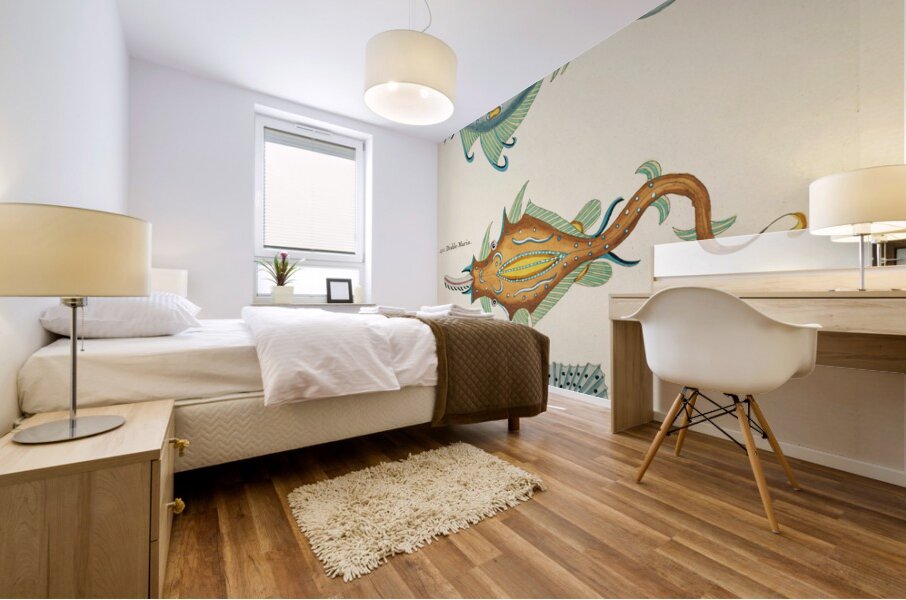 Colourful and surreal illustrations of fishes found in Moluccas Indonesia and the East Indies by Louis Renard 1678 -1746 from Histoire naturelle des plus rares curiositez de la mer des Indes 1754. Mural print