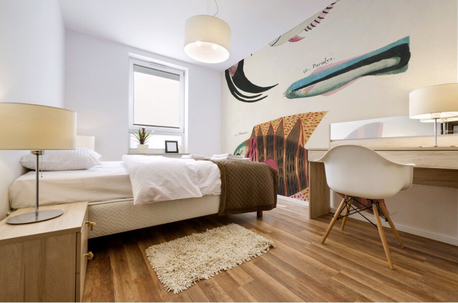 Colourful and surreal illustrations of fishes found in Moluccas Indonesia and the East Indies by Louis Renard 1678 -1746 from Histoire naturelle des plus rares curiositez de la mer des Indes 1754. Mural print