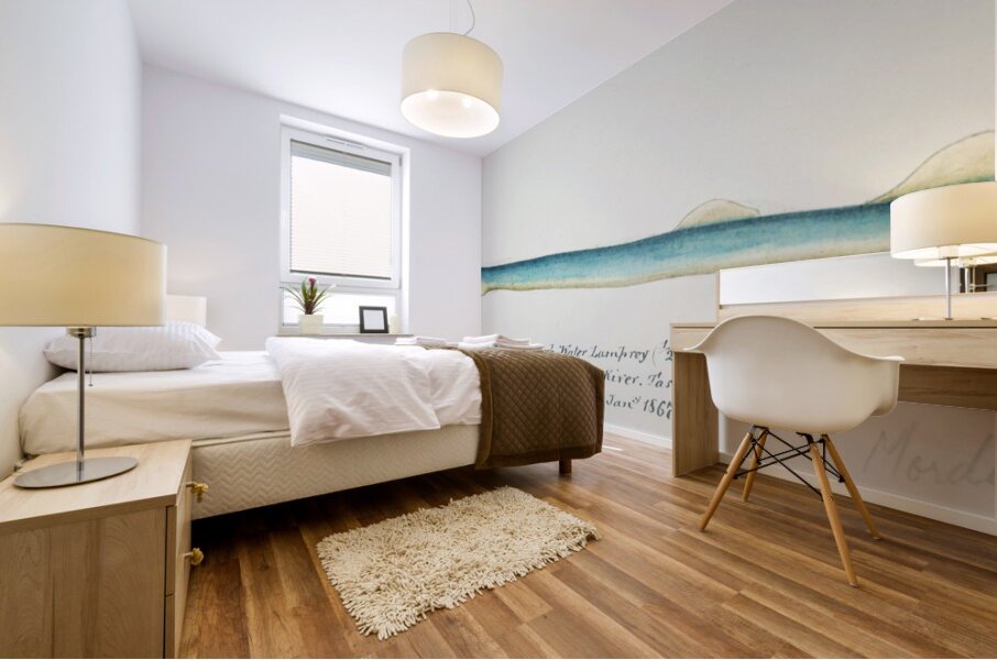 Antique fish geotria australis fresh water lamprey South Pacific Fishes by Frank Edward Clarke 1849-1899.  Mural print