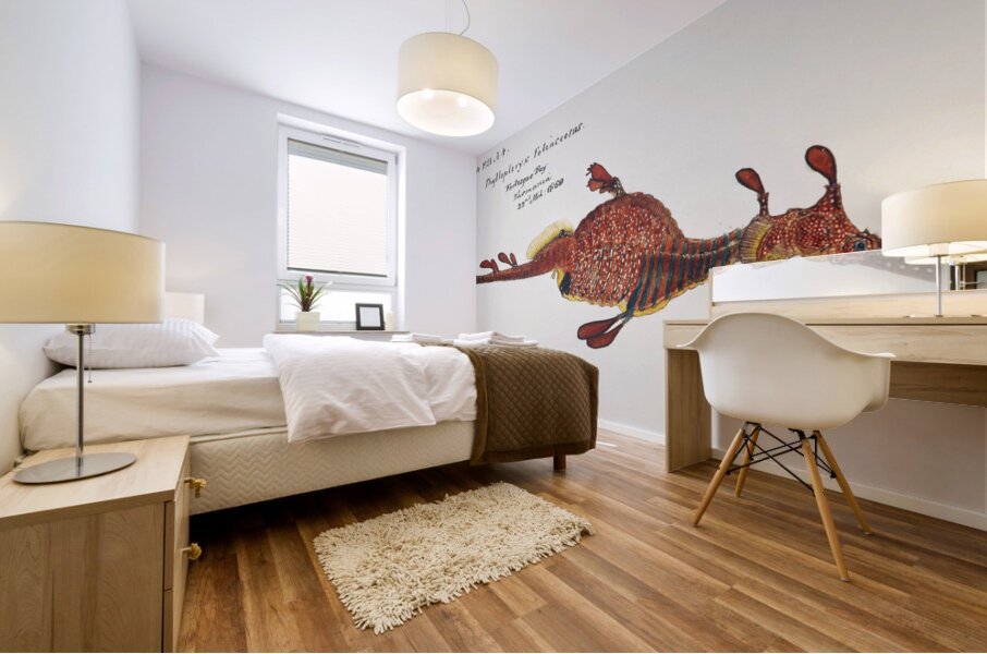 Antique fish phyllopteryx taeniolatus South Pacific Fishes by Frank Edward Clarke 1849-1899.  Mural print