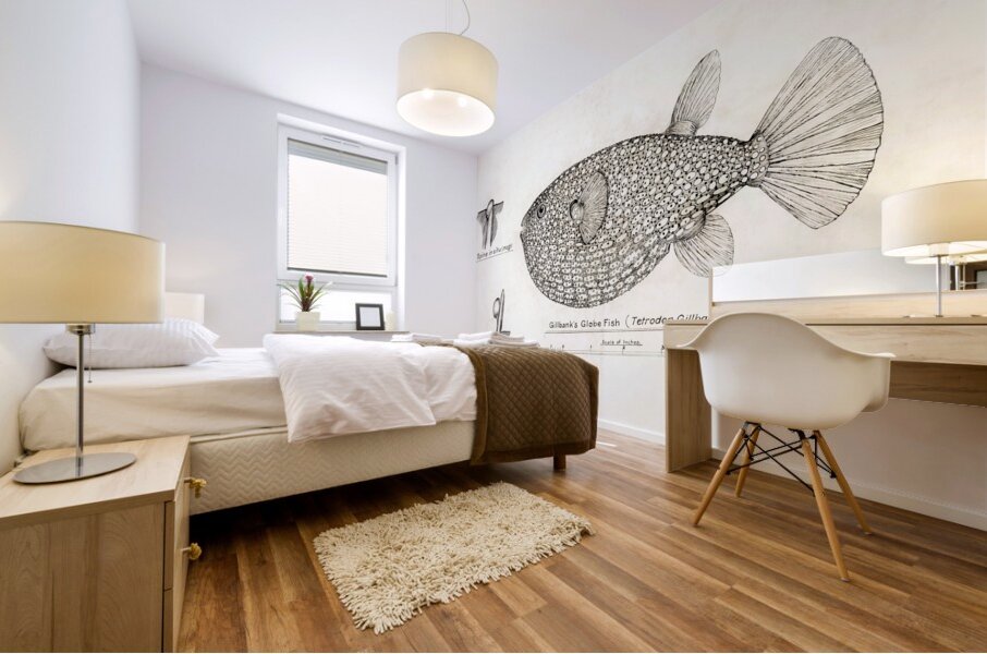 Antique Gillbanks Globe fish South Pacific Fishes by Frank Edward Clarke 1849-1899.  Mural print