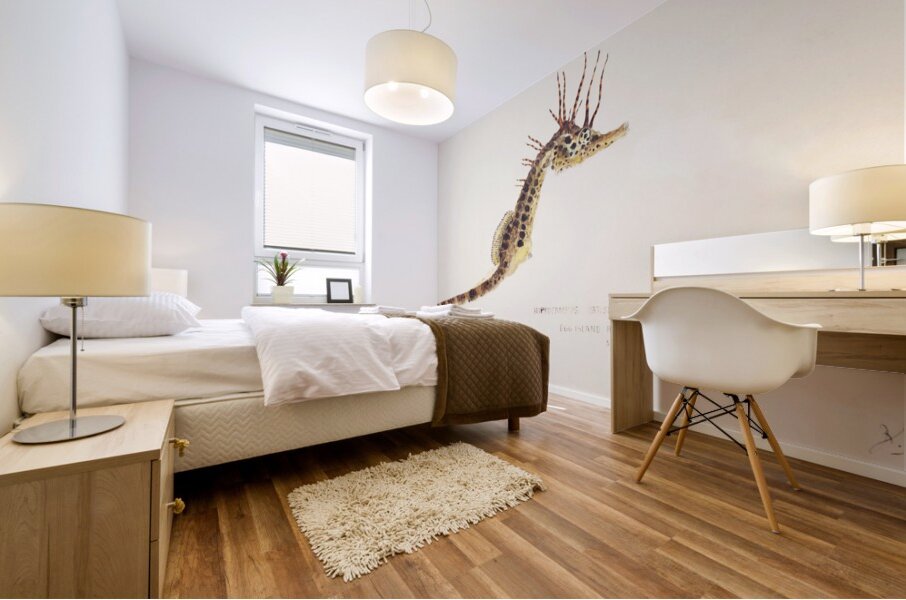 Antique fish hippocampus abdominalis seahorse South Pacific Fishes by Frank Edward Clarke 1849-1899.  Mural print