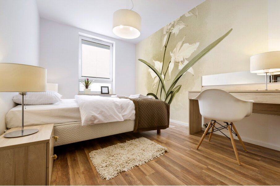 Lælia autumnalis alba from Reichenbachia Orchids 1888-1894 illustrated by Frederick Sander 1847-1920.  Mural print