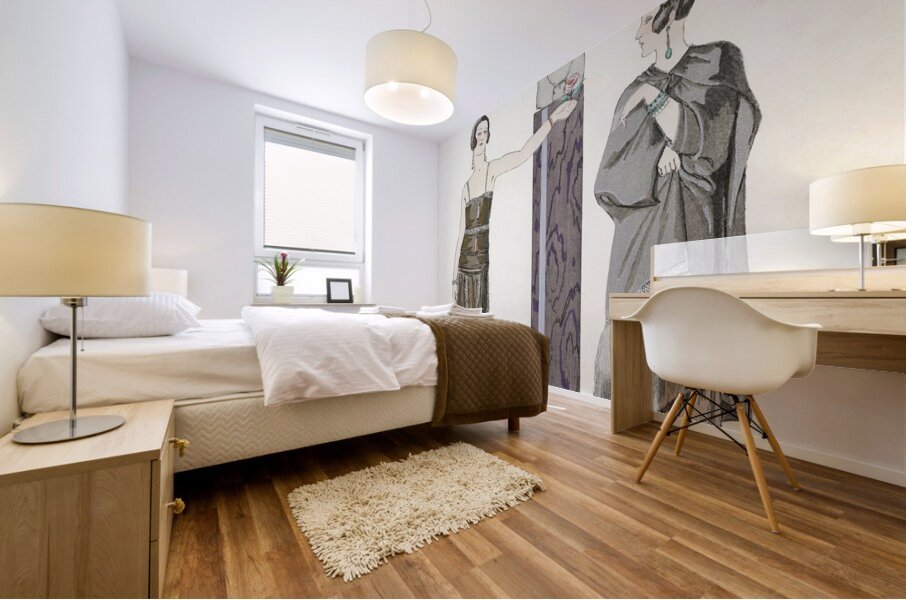 Eros. Robe et manteau pour le soir de Worth 1924 fashion illustration  by George Barbier.  Mural print