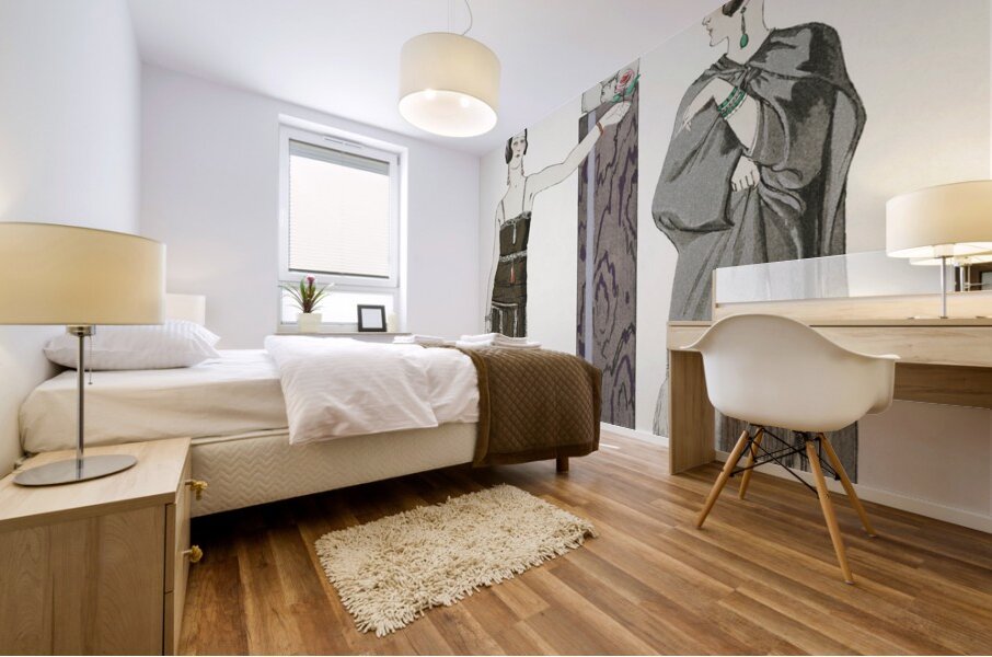 Eros / Robe et manteau pour le soir de Worth from Gazette du Bon Ton No. 9 1924 fashion illustration  by George Barbier.  Mural print