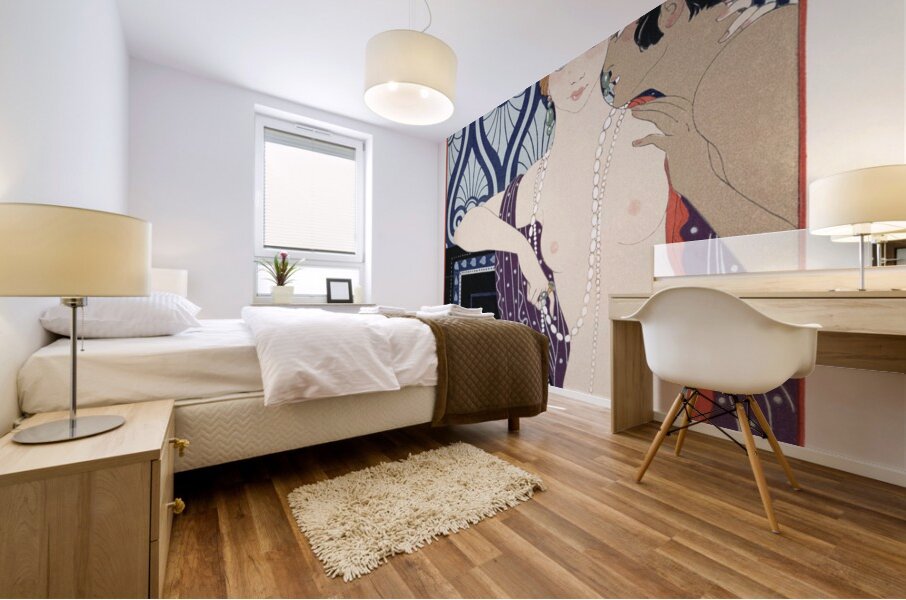 Les Trois Beautes de Mnasidika 1922 fashion illustration by George Barbier. Mural print