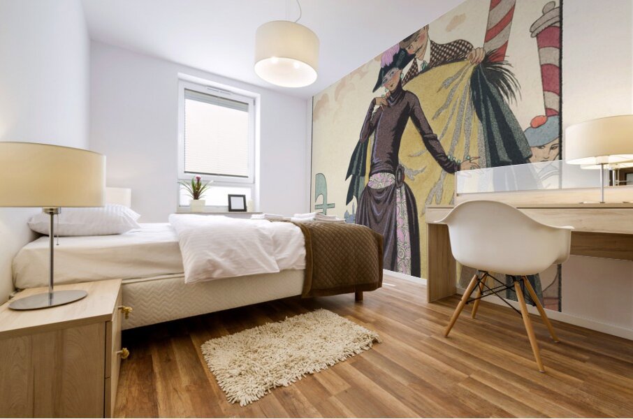 Elle et Lui 1922 fashion illustration  by George Barbier.  Mural print