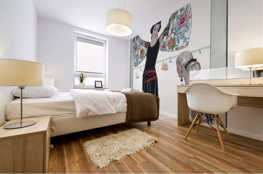 Voici mes ailes! 1923 fashion illustration  by George Barbier.  Mural print