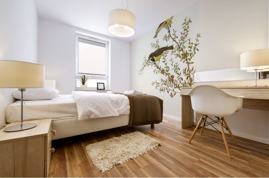 Masked Gerygone Gerygone personata illustrated by Elizabeth Gould 1804–1841 for John Gould’s 1804-1881 Birds of Australia  Mural print