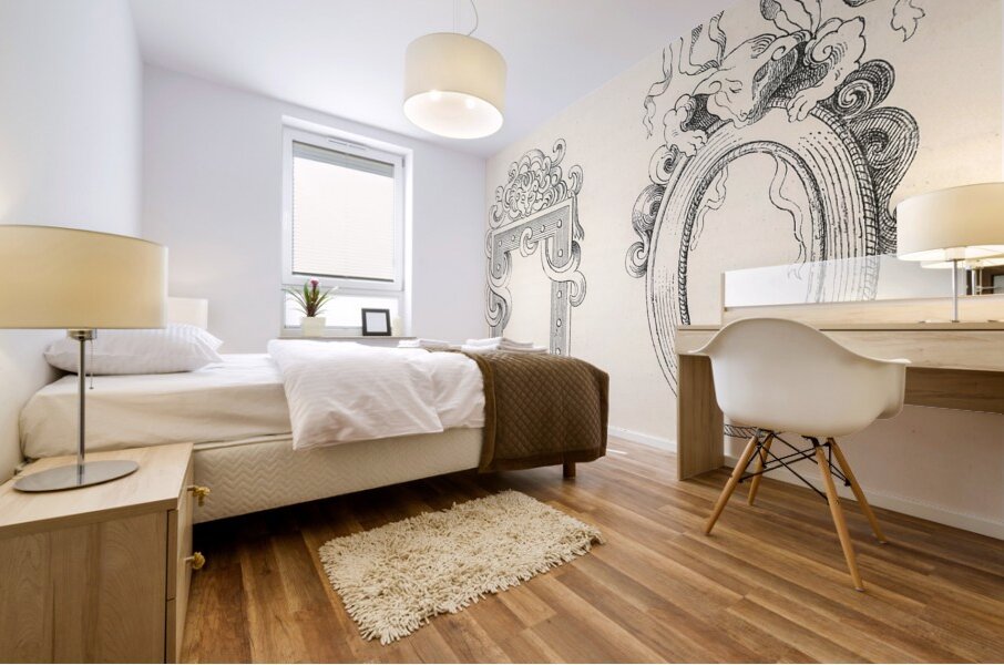 Antique Chinese illustration. 1888 edition Lornement Polychrome by Albert Racine 1825–1893. Mural print