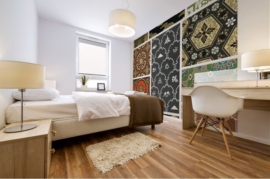 Japanese pattern. 1888 edition Lornement Polychrome by Albert Racine 1825–1893. Mural print