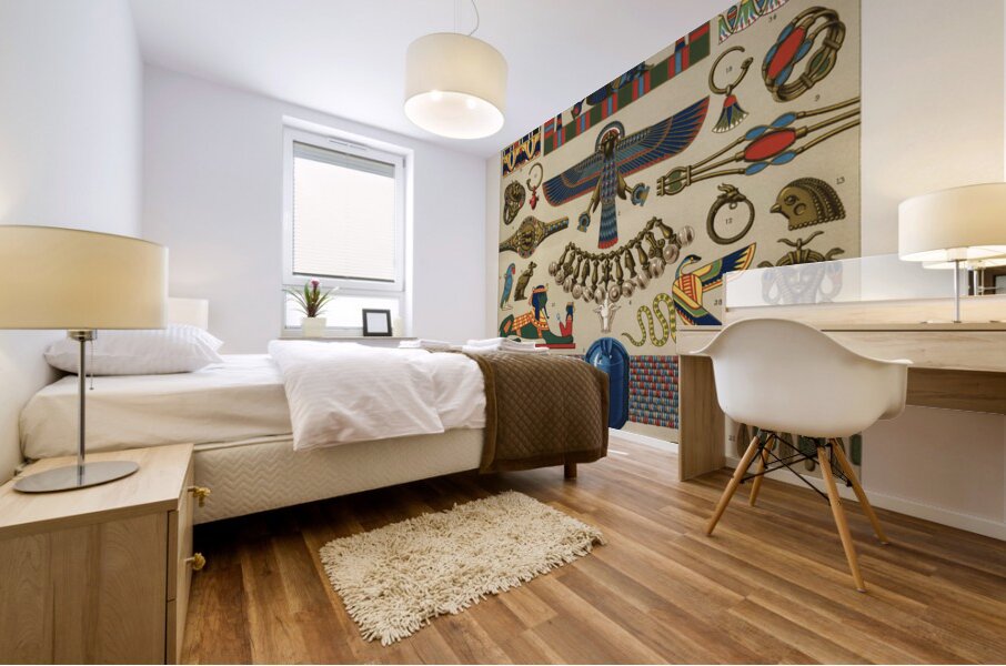 Egyptian pattern. 1888 edition Lornement Polychrome by Albert Racine 1825–1893. Mural print