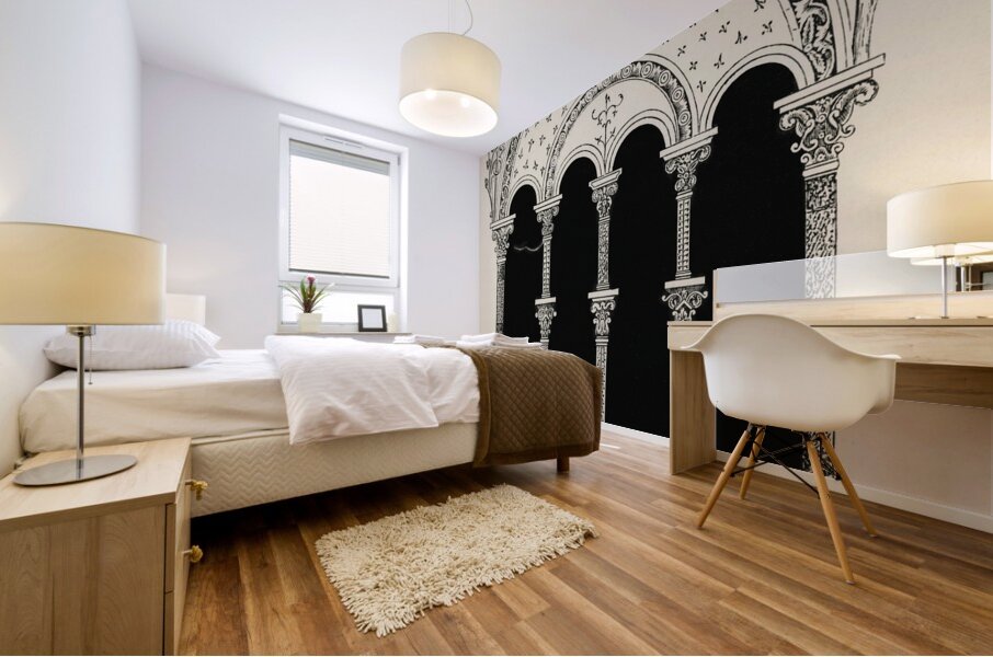 Ancient architecture Illustration. 1888 edition Lornement Polychrome by Albert Racine 1825–1893. Mural print