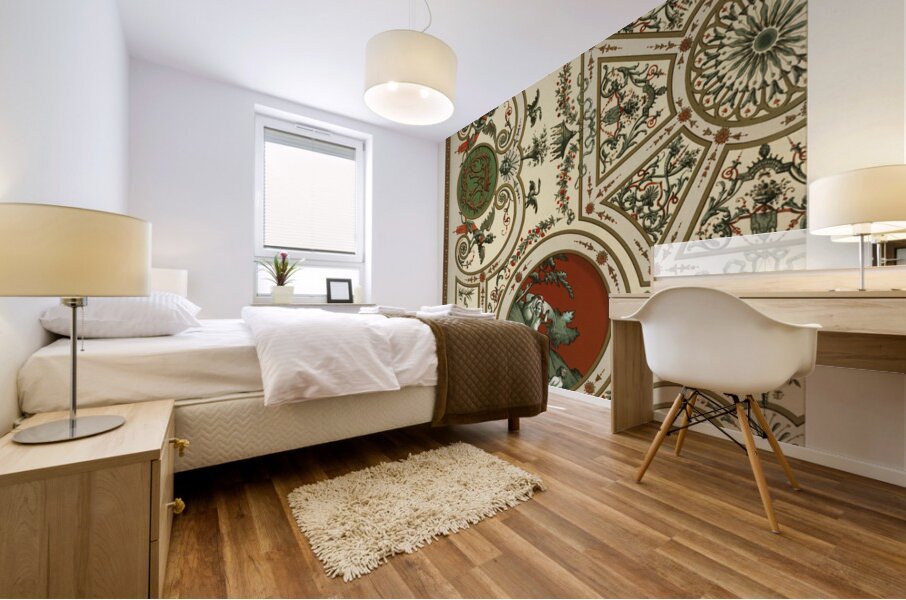 18th Century pattern. 1888 edition Lornement Polychrome by Albert Racine 1825–1893. Mural print