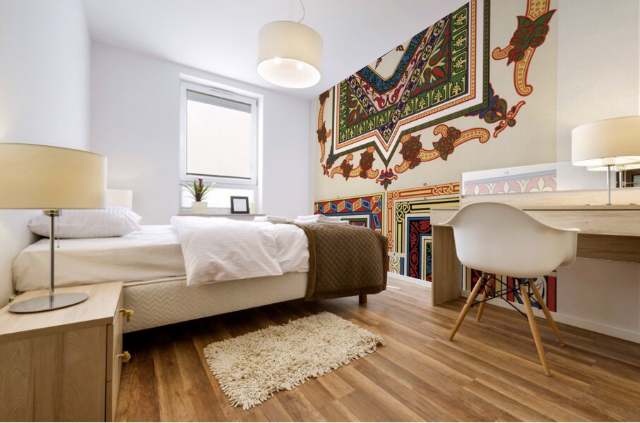 Byzantine pattern. 1888 edition Lornement Polychrome by Albert Racine 1825–1893. Mural print