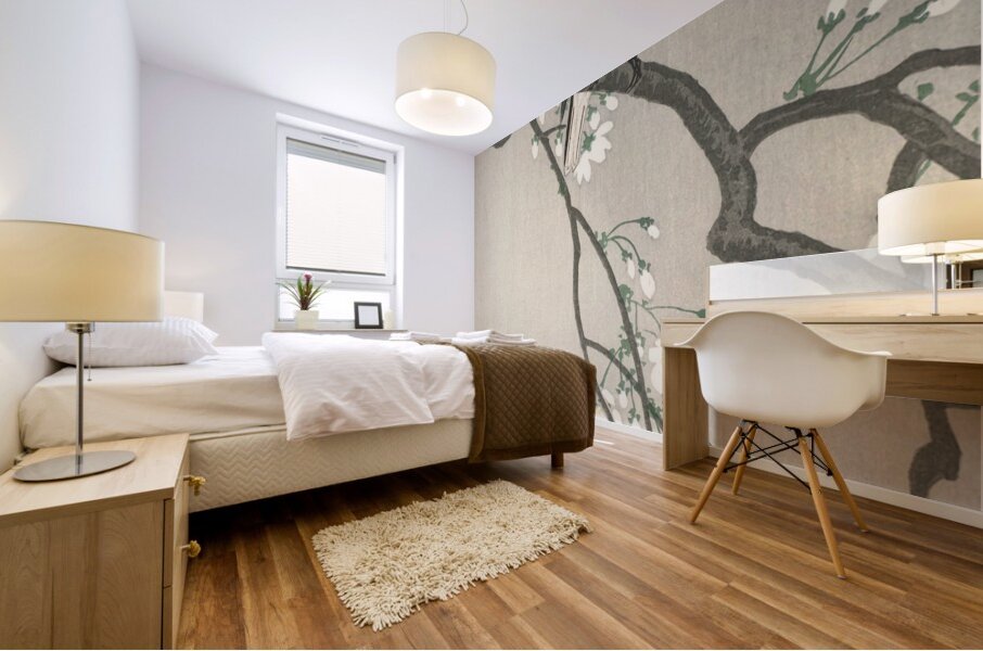 Tits on Cherry Branch 1900-1910 by Ohara Koson 1877-1945 Mural print