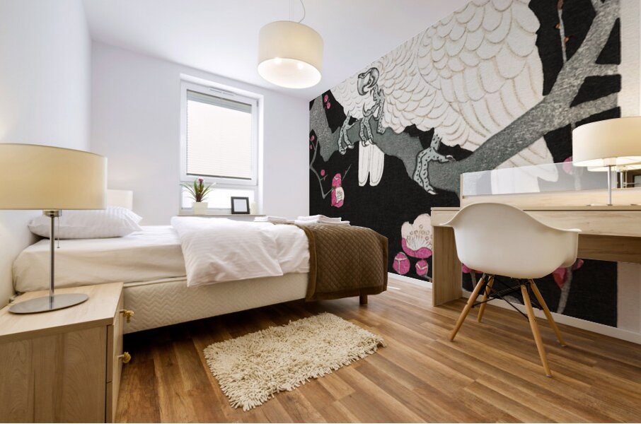 Two cockatoo and plum blossom 1925 - 1936 by Ohara Koson 1877-1945. Mural print