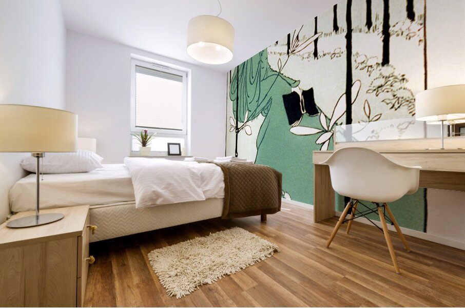 The House of the Trees ca.1895 vintage poster of a woman seated on lawn by Ethel Reed. Mural print