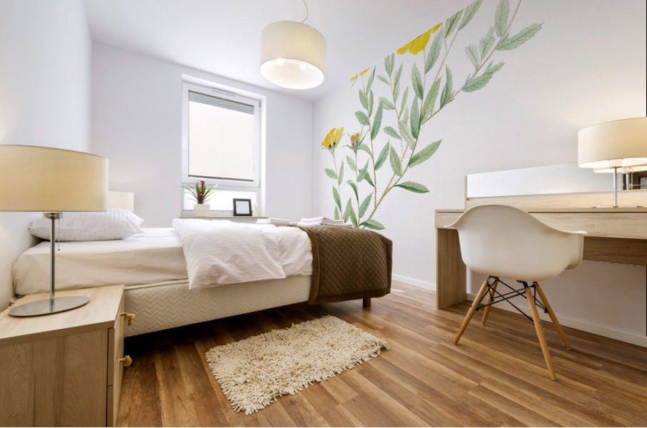 Vintage Rosa persica rose Mural print