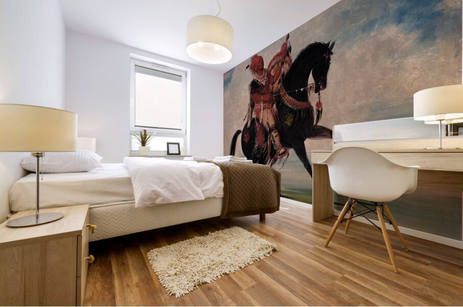 Kee-O-Kúk The Watchful Fox Chief of The Tribe On Horseback 1835 Mural print