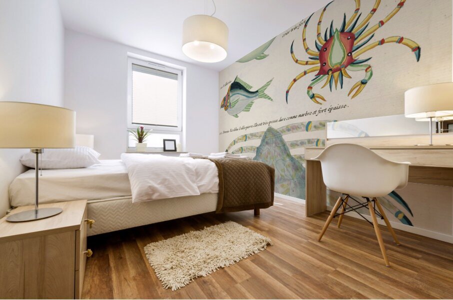 Colourful and surreal illustrations of fishes found in Moluccas Indonesia and the East Indies by Louis Renard 1678 -1746 from Histoire naturelle des plus rares curiositez de la mer des Indes 1754. Mural print