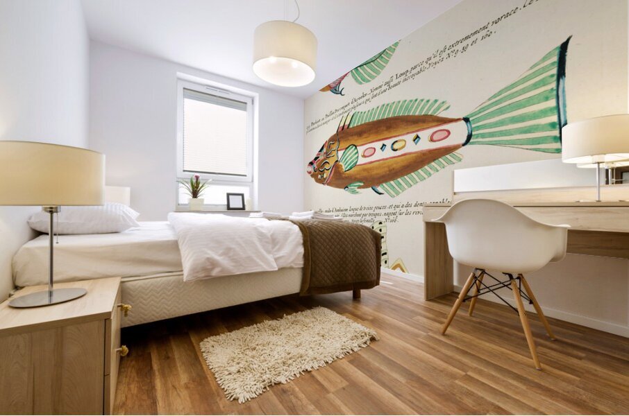 Colourful and surreal illustrations of fishes found in Moluccas Indonesia and the East Indies by Louis Renard 1678 -1746 from Histoire naturelle des plus rares curiositez de la mer des Indes 1754. Mural print